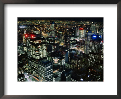 City Buildings At Night From Above, Melbourne, Victoria, Australia by Michael Coyne Pricing Limited Edition Print image