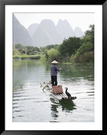 Fisherman With Cormorants, Yangshuo, Li River, Guangxi Province, China by Angelo Cavalli Pricing Limited Edition Print image