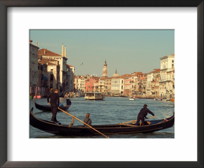 Gondoliers With Passengers In Venetian Canals, Venice, Italy by Janis Miglavs Pricing Limited Edition Print image