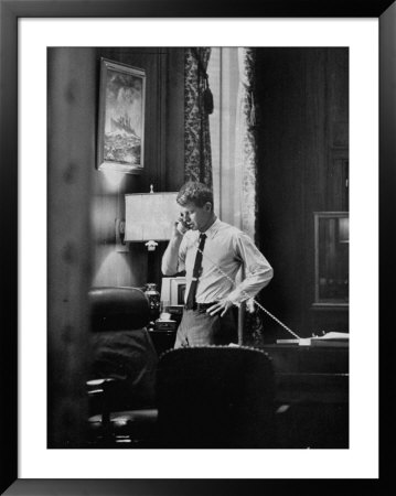 Attorney General Robert F. Kennedy, Talking On The Telephone In His Office by George Silk Pricing Limited Edition Print image