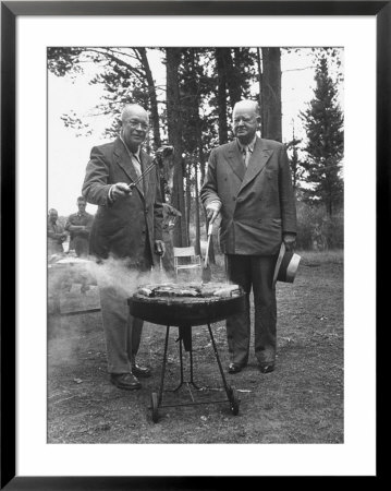 President Dwight D. Eisenhower Cooking Steaks With Former President Herbert C. Hoover by Walter Sanders Pricing Limited Edition Print image