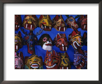 Display Of Colorful Painted Masks, Chichiastenango, Guatemala by John & Lisa Merrill Pricing Limited Edition Print image