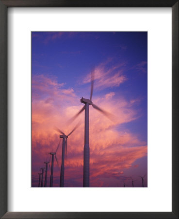 Fiery Cloud At Sunset With Power Generating Windmills, Walla Walla County, Wa Usa by Brent Bergherm Pricing Limited Edition Print image