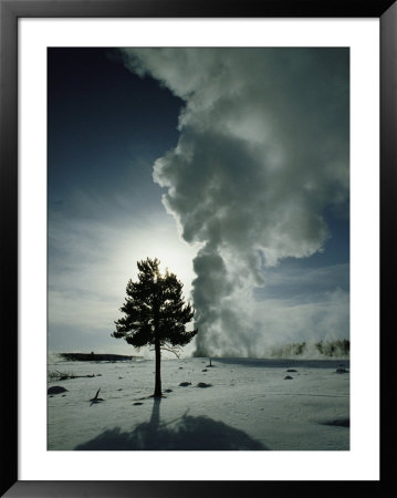 Old Faithful Geyser Erupting In Winter by Raymond Gehman Pricing Limited Edition Print image