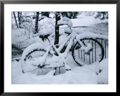 A Snow-Covered Bike Retired For The Winter by Marc Moritsch Pricing Limited Edition Print image