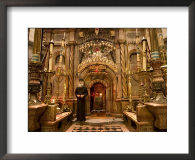 Priest At Tomb Of Jesus Christ, Church Of Holy Sepulchre, Old Walled City, Jerusalem, Israel by Christian Kober Pricing Limited Edition Print image