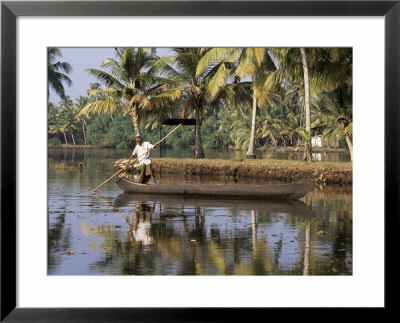 Typical Backwater Scene, Where Canals And Rivers Are Used As Roadways, Kerala State, India by R H Productions Pricing Limited Edition Print image