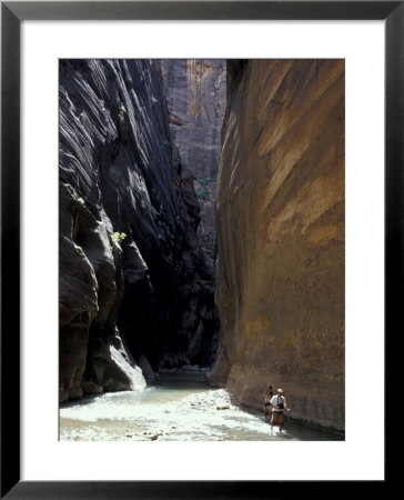 Hikers In Zion Narrows, Zion National Park, Ut, Usa by Lin Alder Pricing Limited Edition Print image