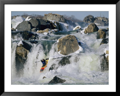 Kayaker Running Great Falls On The Potomac River In Winter by Skip Brown Pricing Limited Edition Print image