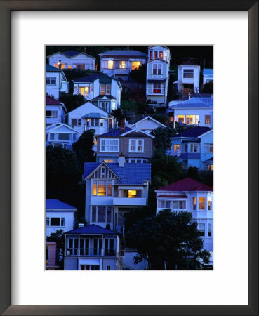 Houses On Hillside At Oriental Bay, Wellington, Wellington, New Zealand by Paul Kennedy Pricing Limited Edition Print image