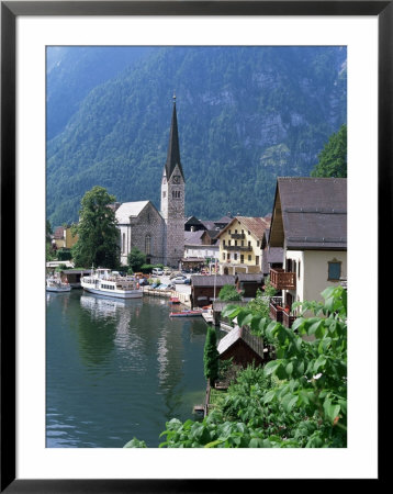 Village And Lake, Hallstatt, Austrian Lakes, Austria by Jean Brooks Pricing Limited Edition Print image