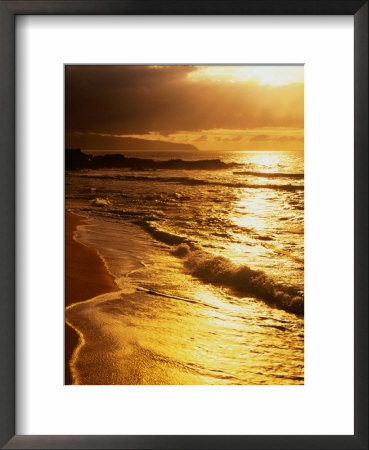 Sunset At The Beach On The North Shore, Pupukea Beach Park, Oahu, Hawaii, Usa by Ann Cecil Pricing Limited Edition Print image