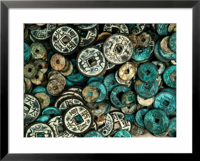 Antique Chinese Coins And Reproductions At A Street Market, Shandong Province, Jinan, China by Bruce Behnke Pricing Limited Edition Print image