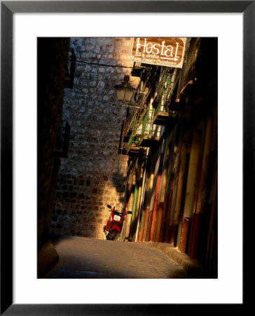 Street With Hostel Sign, Teruel, Spain by John Banagan Pricing Limited Edition Print image