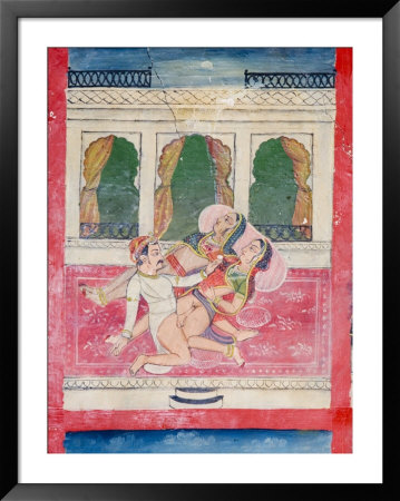 Scenes From The Kama Sutra From Cupboard In The Juna Mahal Fort, Dungarpur, Rajasthan State, India by R H Productions Pricing Limited Edition Print image