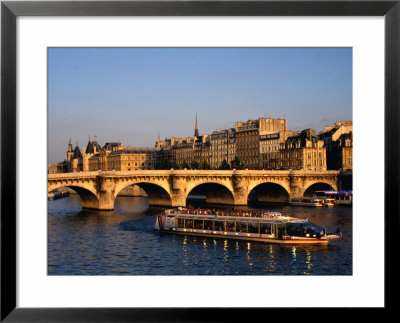 Pont Neuf Bridge And Boat On River Seine, Paris, France by Bill Wassman Pricing Limited Edition Print image