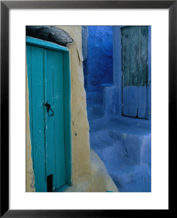 Painted Stepped Alley And Green Wooden Door,Pothia, Kalymnos, Greece by Jeffrey Becom Pricing Limited Edition Print image