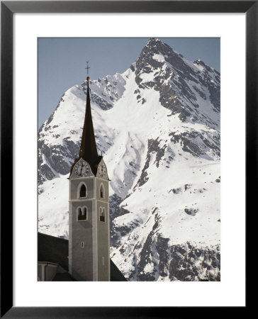 Church Tower And Ballunspitz Peak Seen From Galtur Region Of Austria by Gordon Wiltsie Pricing Limited Edition Print image