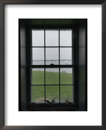 Looking Through The Window Of Historic Home To A Sailboat On The Sound, Stonington, Connecticut by Todd Gipstein Pricing Limited Edition Print image