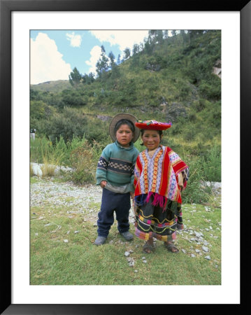 Two Children Near Machu Picchu, Peru, South America by Oliviero Olivieri Pricing Limited Edition Print image