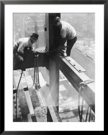 Workers Balancing On Steel Beam Above Streets During Construction Of The Manhattan Company Building by Arthur Gerlach Pricing Limited Edition Print image