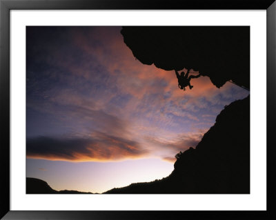 Rock Climbing Out A Steep Roof In Sinks Canyon by Bill Hatcher Pricing Limited Edition Print image