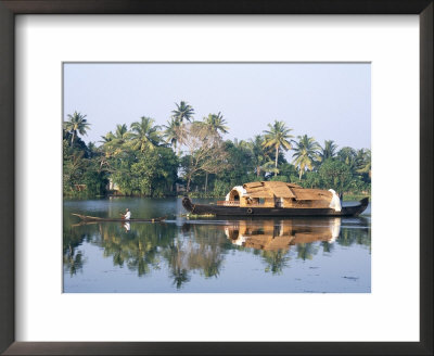 Tourists' Rice Boat On The Backwaters Near Kayamkulam, Kerala, India by Tony Waltham Pricing Limited Edition Print image