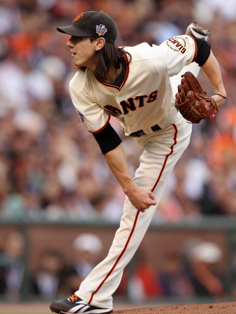 Texas Rangers V San Francisco Giants, Game 1: Tim Lincecum by Jed Jacobsohn Pricing Limited Edition Print image