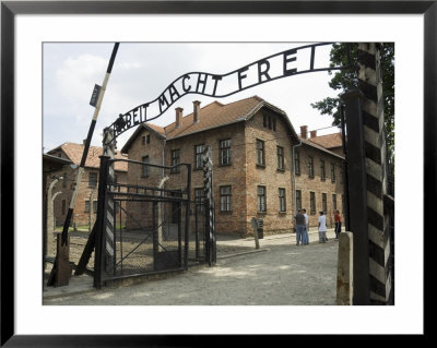 Entry Gate With Sign Arbeit Macht Frei, Auschwitz Concentration Camp, Near Krakow by R H Productions Pricing Limited Edition Print image