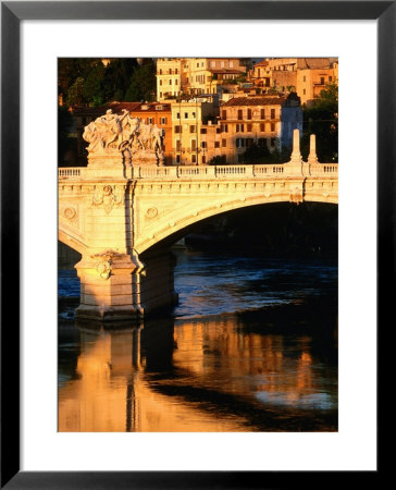 Ponte Vittorio Emanuele Ii Reflected In Tiber River At Sunrise, Rome, Italy by David Tomlinson Pricing Limited Edition Print image