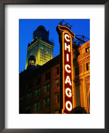 Chicago Theatre Facade And Illuminated Sign, Chicago, United States Of America by Richard Cummins Pricing Limited Edition Print image
