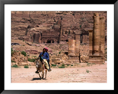 Two Locals Ride Their Donkey Around The Ancient City, Petra, Ma'an, Jordan by Jane Sweeney Pricing Limited Edition Print image