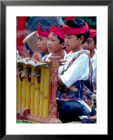Boys' Gamelan Orchestra And Barong Dancers, Bali, Indonesia by John & Lisa Merrill Pricing Limited Edition Print image