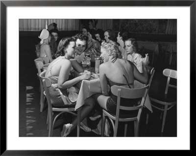 Fashion Models Taking Their Lunch Break At The Racquet Club Cafe by Peter Stackpole Pricing Limited Edition Print image