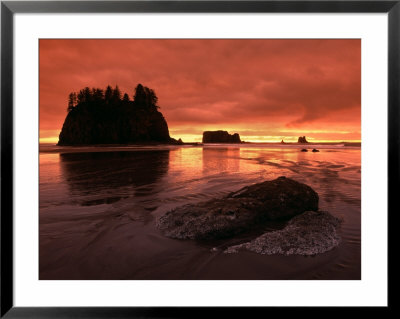 Sunset On Sea Stacks Of Second Beach, Olympic National Park, Washington, Usa by Jerry Ginsberg Pricing Limited Edition Print image