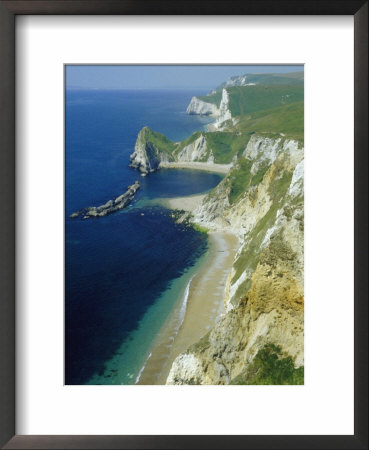 Chalk And Limestone Cliffs Between Lulworth And Durdle Door, Isle Of Purbeck, Dorset, England, Uk by Tony Waltham Pricing Limited Edition Print image