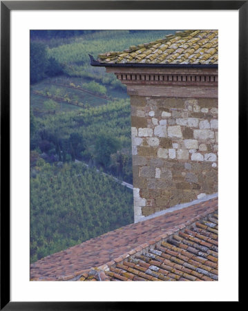 Tile Roof, Farmhouse And Fields Of Tuscany, Italy by John & Lisa Merrill Pricing Limited Edition Print image