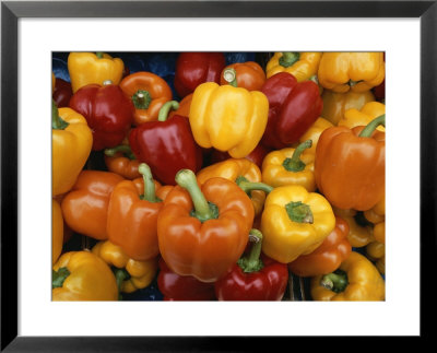 Red, Orange And Yellow Bell Peppers On Display In A Venice Market by Todd Gipstein Pricing Limited Edition Print image