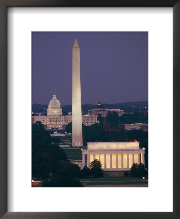A Night View Of The Lincoln Memorial, Washington Monument, And Capitol Building by Richard Nowitz Pricing Limited Edition Print image