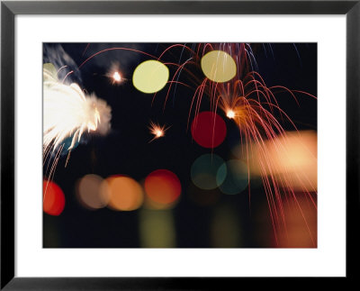 Bright And Colorful Fireworks Exploding In The Night Sky by David Boyer Pricing Limited Edition Print image