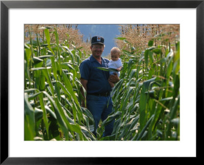 A Farmer Stands With His Child In A Cornfield by Melissa Farlow Pricing Limited Edition Print image