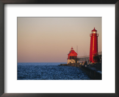 Grand Haven Lighthouse On Lake Michigan, Grand Haven, Michigan, Usa by Michael Snell Pricing Limited Edition Print image