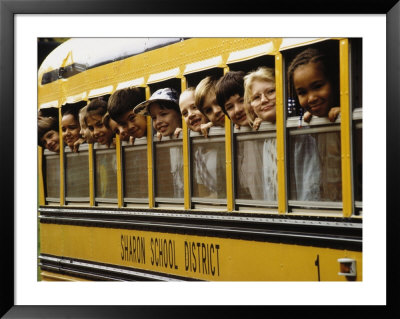 School Children Looking Out School Bus Windows by Len Rubenstein Pricing Limited Edition Print image