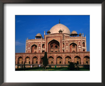 Mughal Architecture On Decorated Facade Of Humayun's Tomb, At Sunset, Delhi, India by Anders Blomqvist Pricing Limited Edition Print image