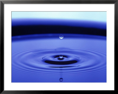 Water Drop In Blue Puddle by Arnie Rosner Pricing Limited Edition Print image