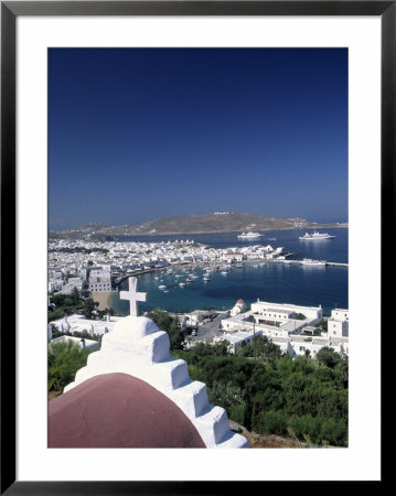 Chapel & Mykonos Town, Mykonos, Greece by Walter Bibikow Pricing Limited Edition Print image