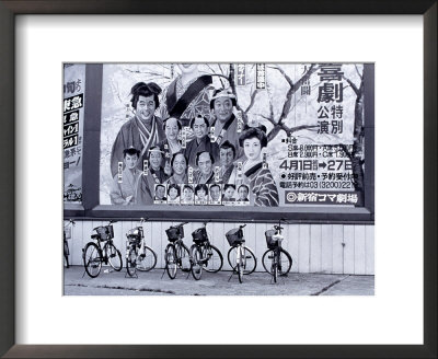 Bicycles In Front Of Film Poster, Tokyo, Japan by Walter Bibikow Pricing Limited Edition Print image
