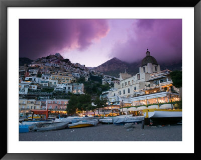 Santa Maria Assunta Church, Spiaggia Grande At Sunset, Positano, Amalfi Coast, Campania, Italy by Walter Bibikow Pricing Limited Edition Print image