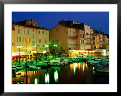 Harbour At Night With Buildings Along Quais Frederic Mistral And Jean Jaures, St. Tropez, France by Barbara Van Zanten Pricing Limited Edition Print image