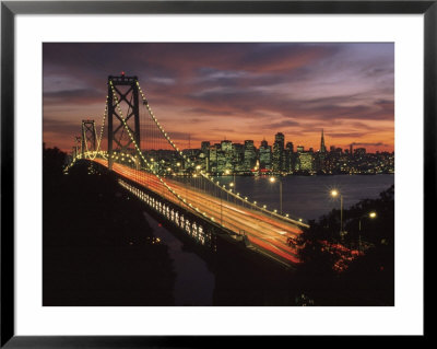 Bridge Lit Up At Night In City by Fogstock Llc Pricing Limited Edition Print image